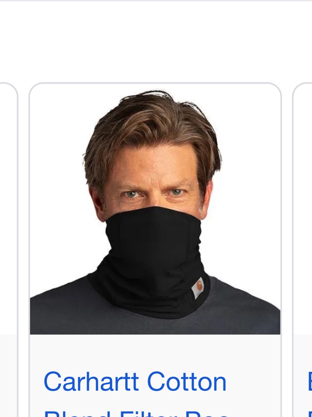 Carhartt Black Cotton Blend Gaiter Neck Face Mask